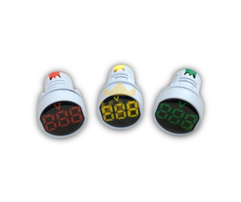 Đèn báo xanh lá hiển thị điện áp volt phi 22mm AC60-220V EVGENY