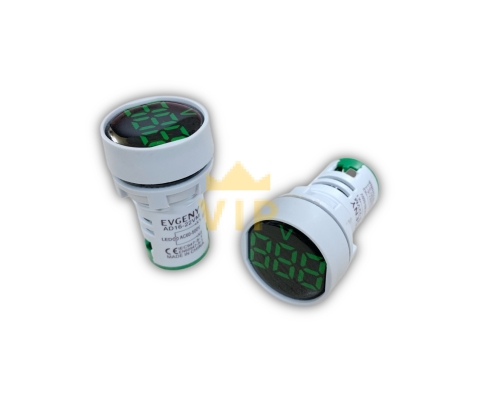 Đèn báo xanh lá hiển thị điện áp volt phi 22mm AC60-220V EVGENY