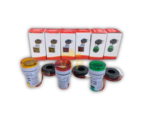 Đèn báo đỏ hiển thị volt ampe phi 22mm AC60-220V EVGENY