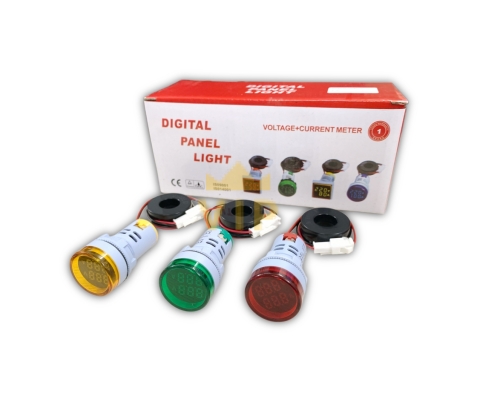 Đèn báo vàng hiển thị volt ampe phi 22mm AC60-220V EVGENY