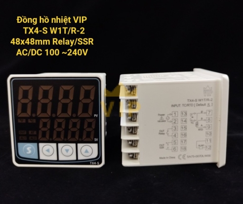Bộ điều khiển nhiệt độ TX4-S W1T/R-2 48x48mm VIP
